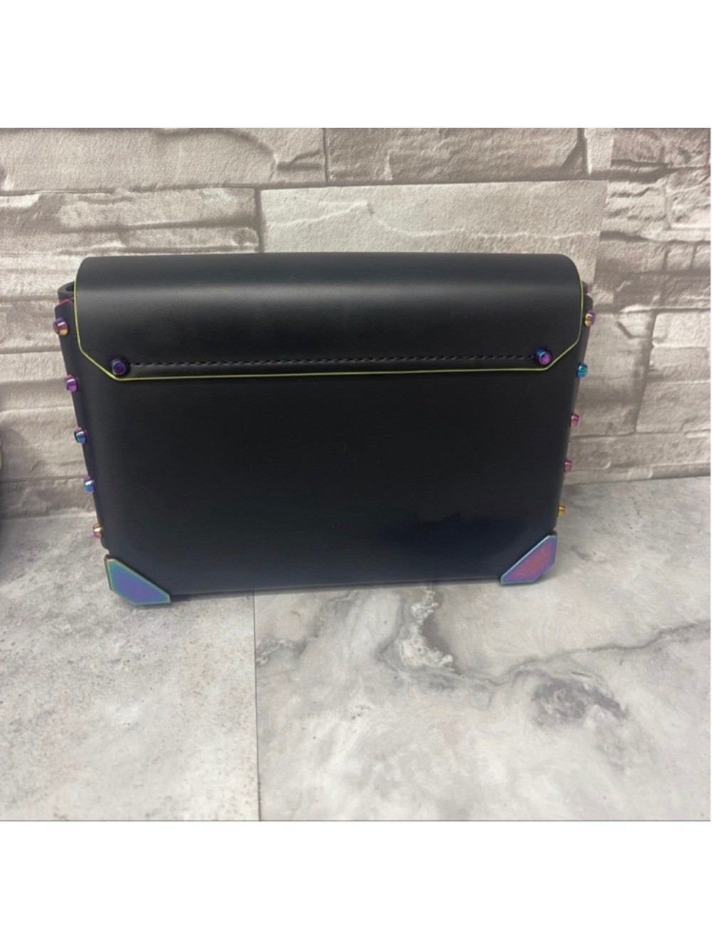 Michael Kors Manhattan Black Neon Contrast Crossbody Rare Sample Bag - Picture 3 of 7